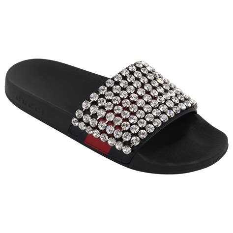 diamond cyrstal gucci slides|Gucci slides.